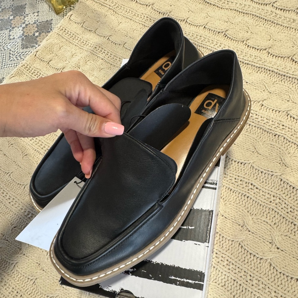 DV by Dolce Vita Black Leather Slip-Ons